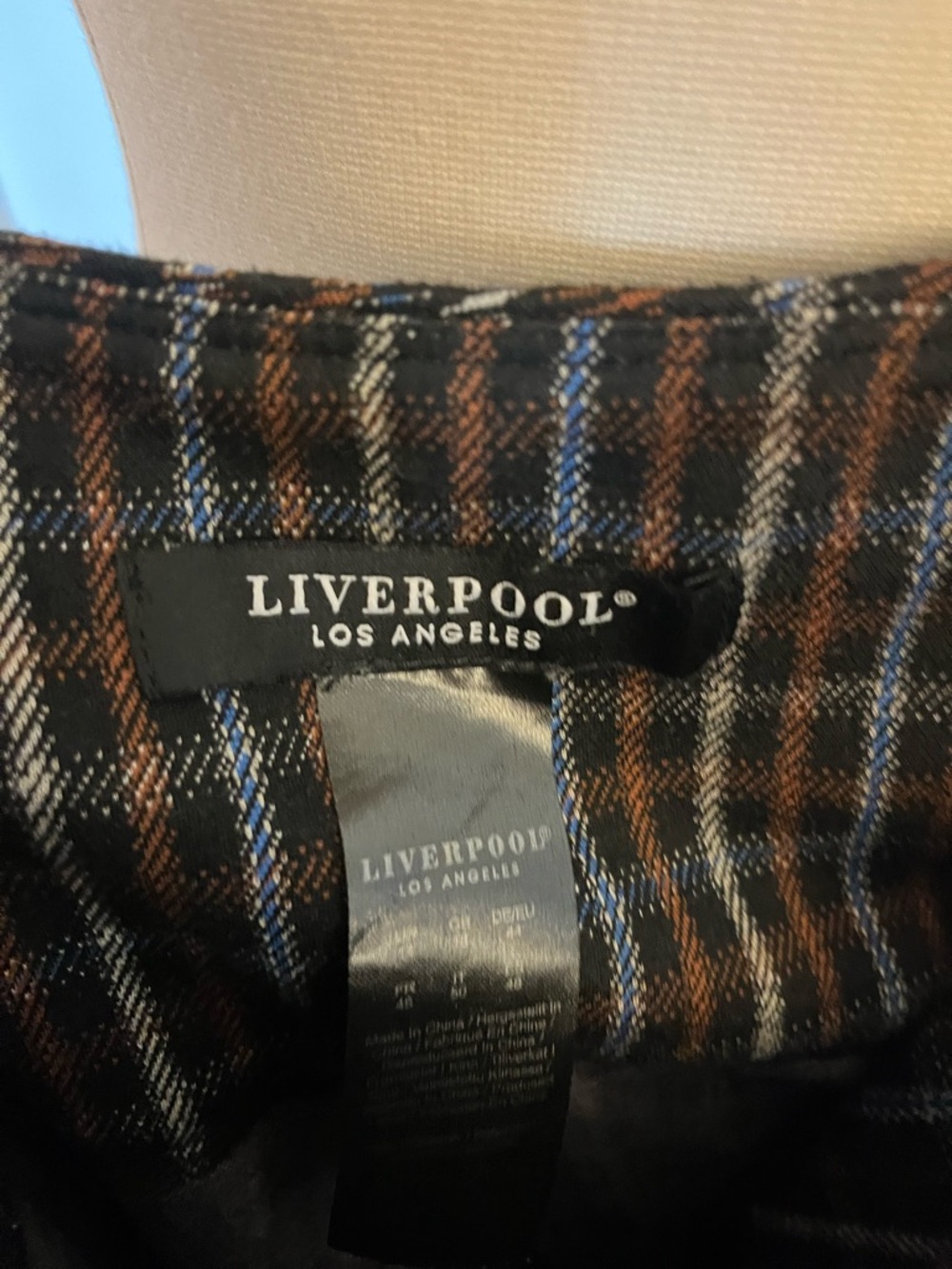 Liverpool Plaid Trousers in Black, Brown & Blue - Picture 4 of 4